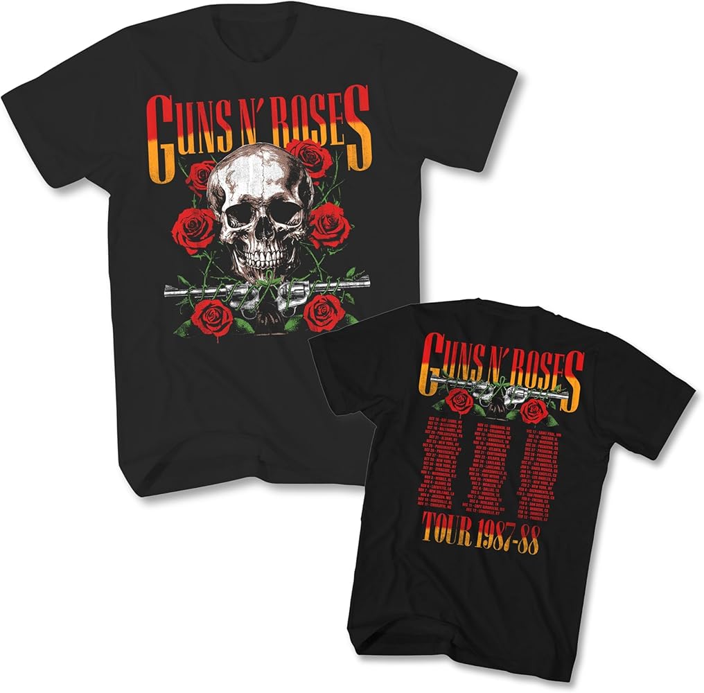 Amazon.com: Guns N'Roses T Shirt 87-88 Tour Front & Back Print